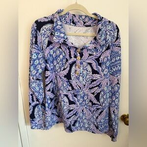 Lilly Pulitzer Purple and Blue Button Down Pullover